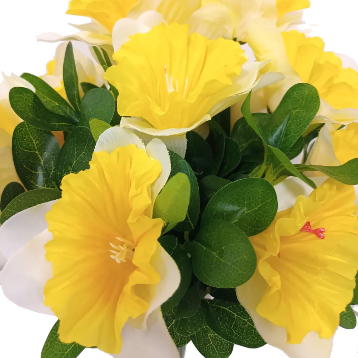 Artificial Daffodil Flowers with Foliage Filler Arrangement - Yellow – image 2