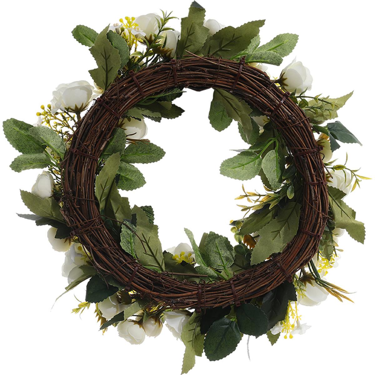 Artificial Peony Silk Flower Leaf Vine Garland Home Wedding Decor - White / 30cm – image 3