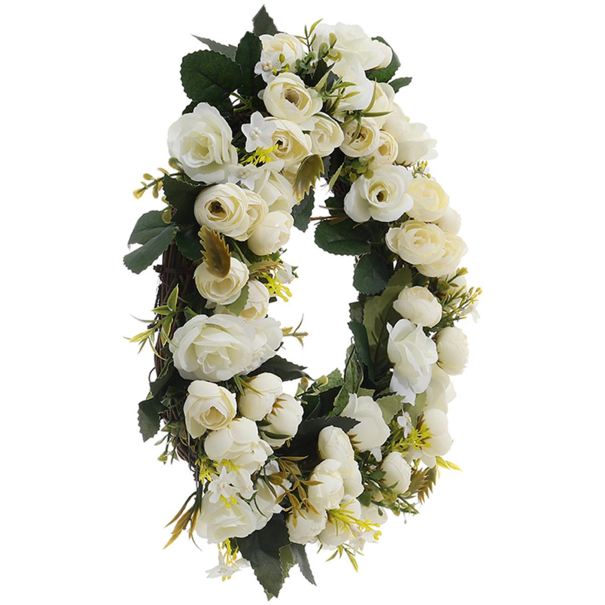 Artificial Peony Silk Flower Leaf Vine Garland Home Wedding Decor - White / 30cm – image 4