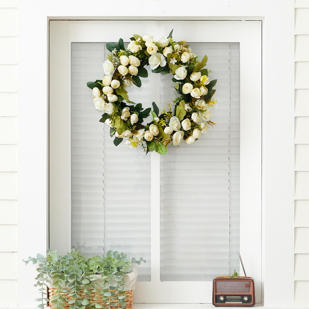 Artificial Peony Silk Flower Leaf Vine Garland Home Wedding Decor - White / 30cm – image 8