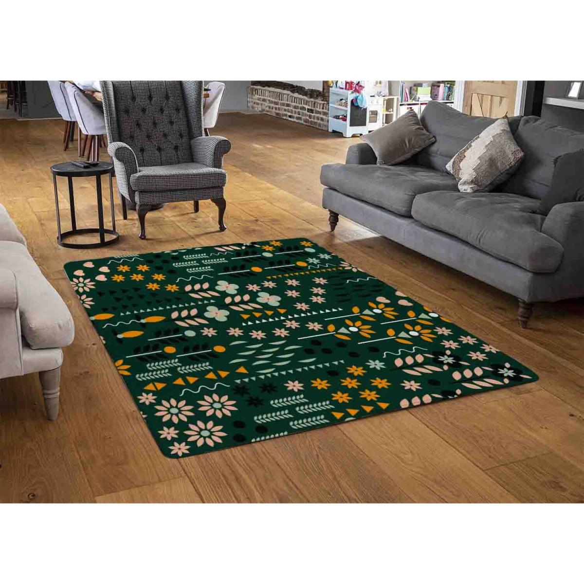 Selection Of Flowers Print Rug - Green / 110cm – image 2