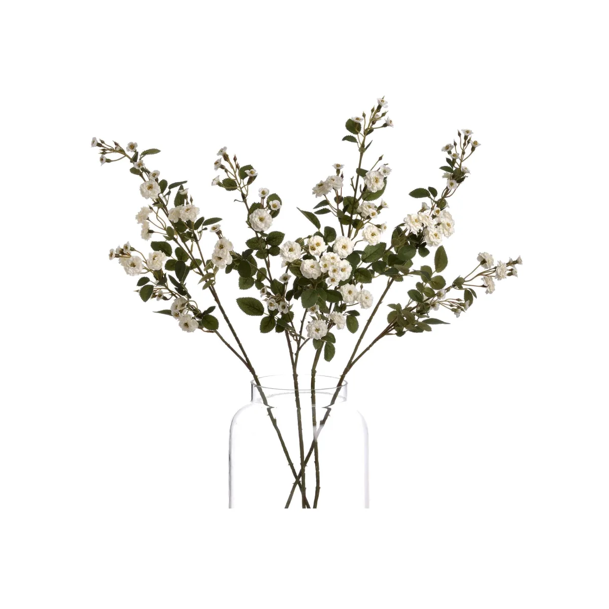 White Wild Meadow Rose Artificial Flower Stem - White – image 1