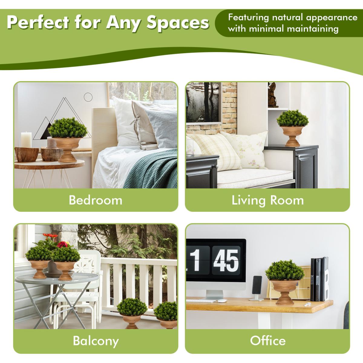 Costway 4 Pack Small Faux Pine Cone Trees-Green - Green – image 5