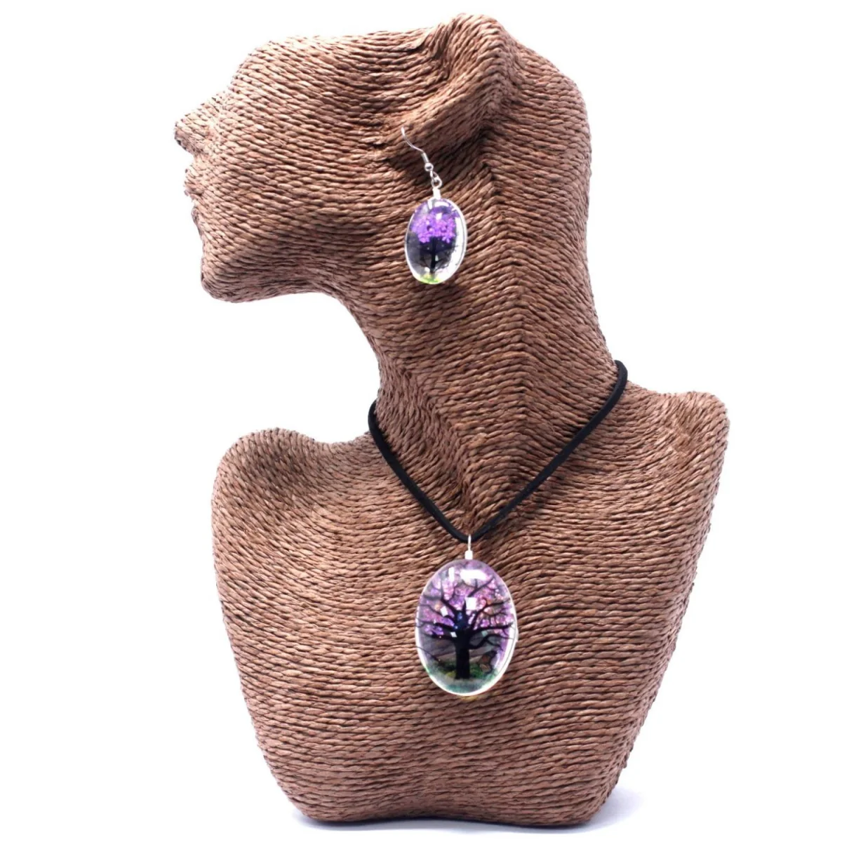 Pressed Flowers Tree of Life Necklace - Purple – image 2