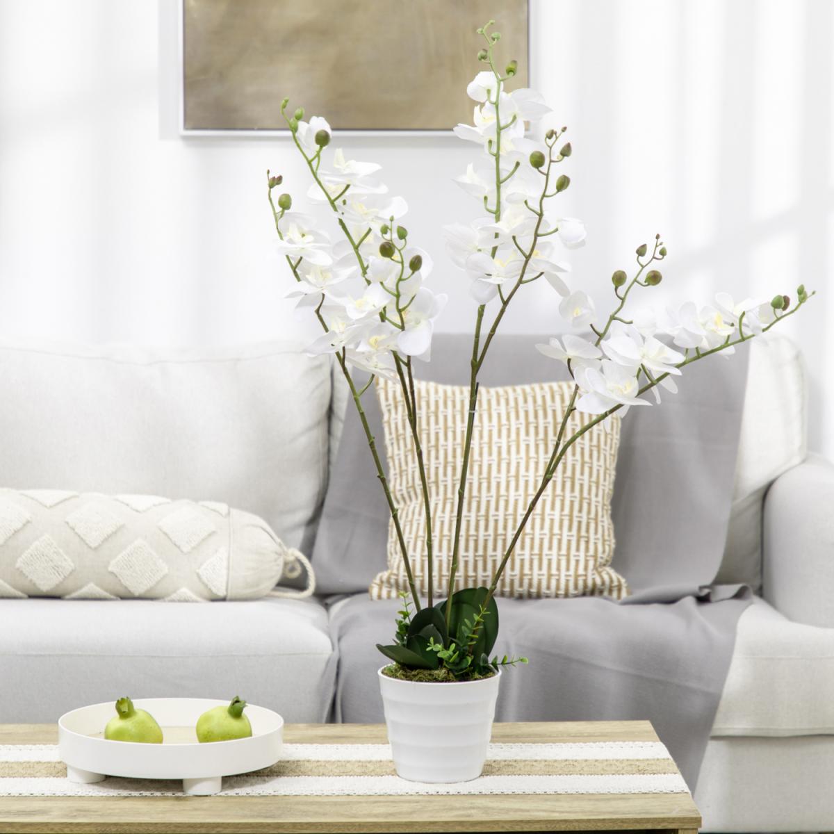 Artificial Flowers Orchid Phalaenopsis in Pot 75 cm for Home Decor - Green – image 2