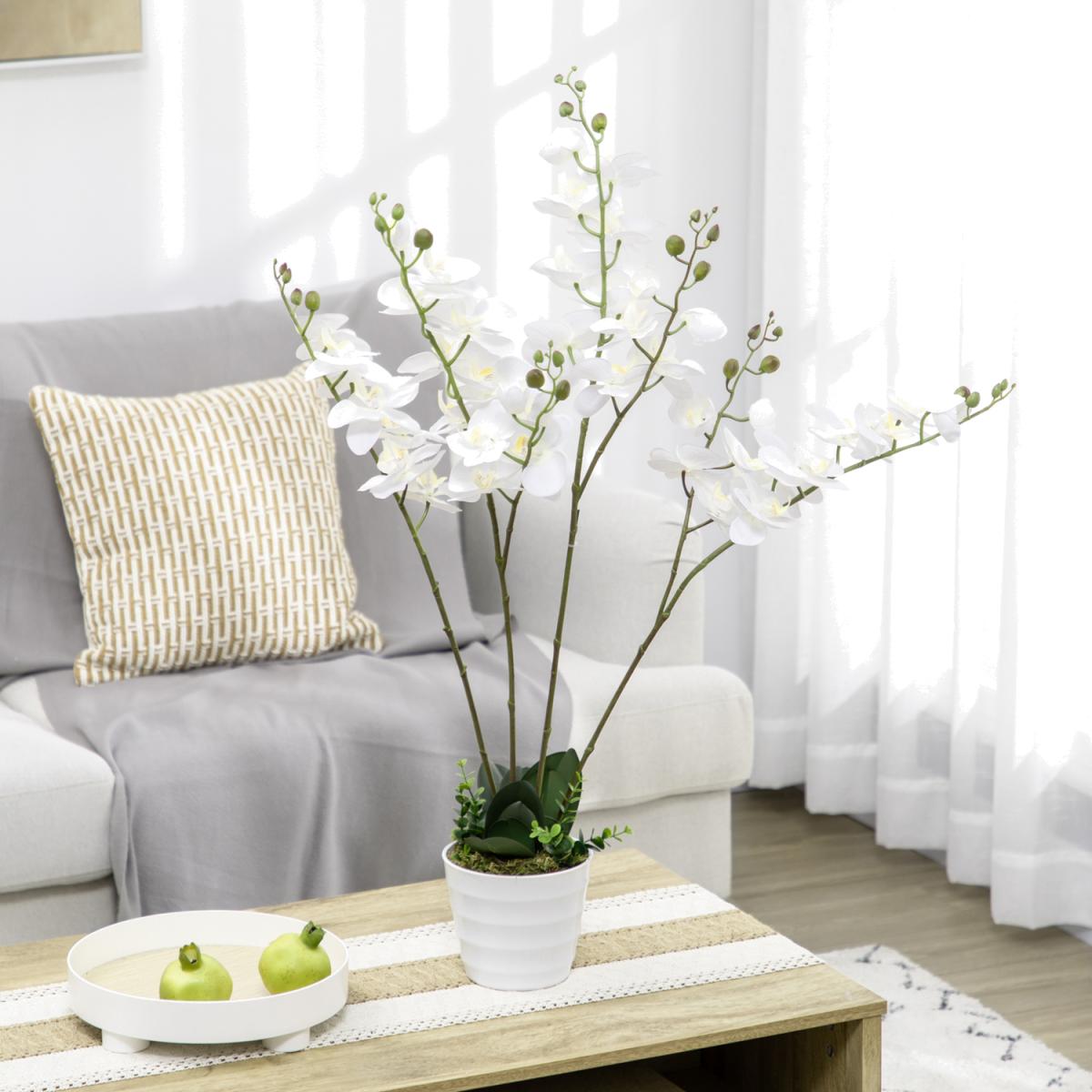 Artificial Flowers Orchid Phalaenopsis in Pot 75 cm for Home Decor - Green – image 1