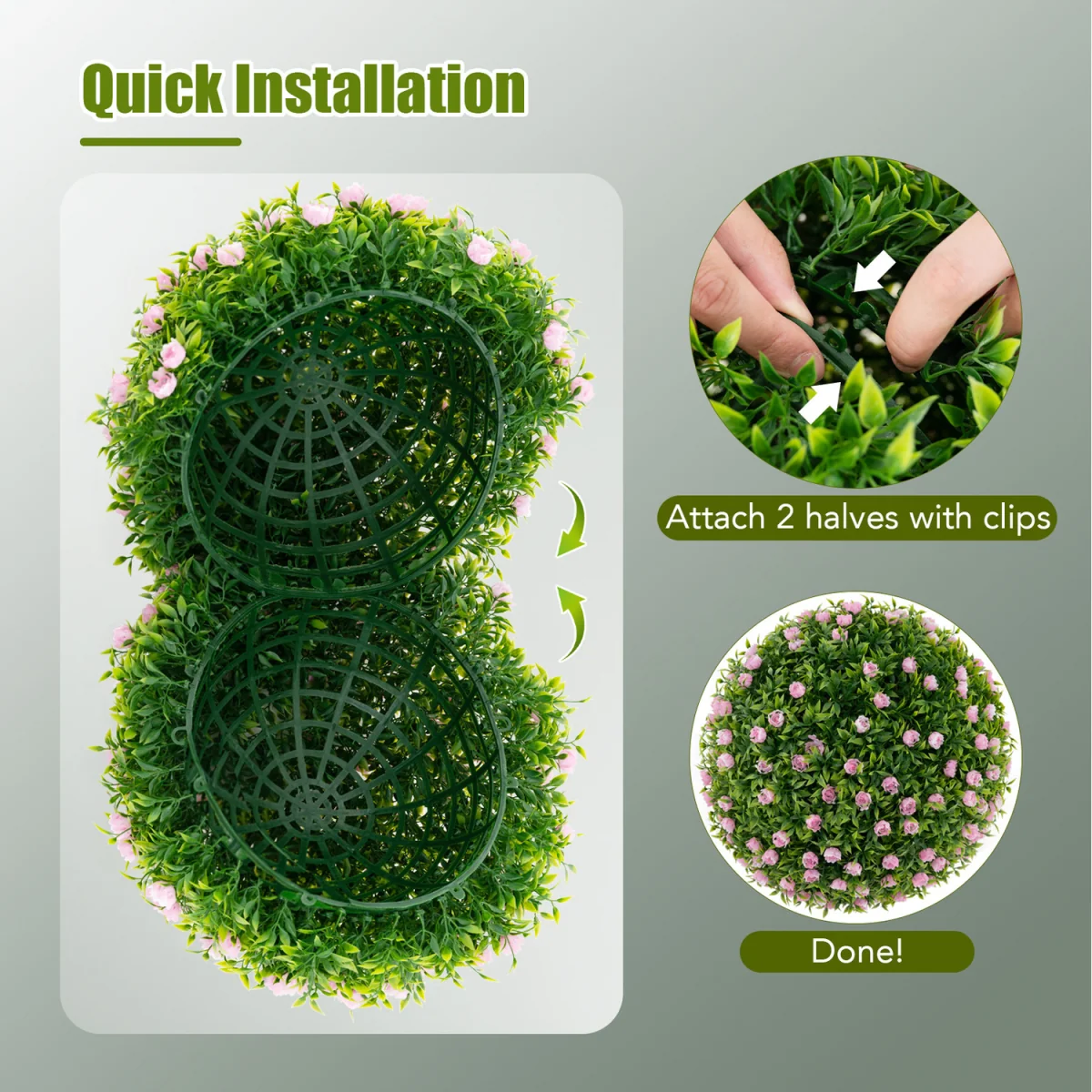 2PCS Artificial Plant Topiary Balls - Green – image 5