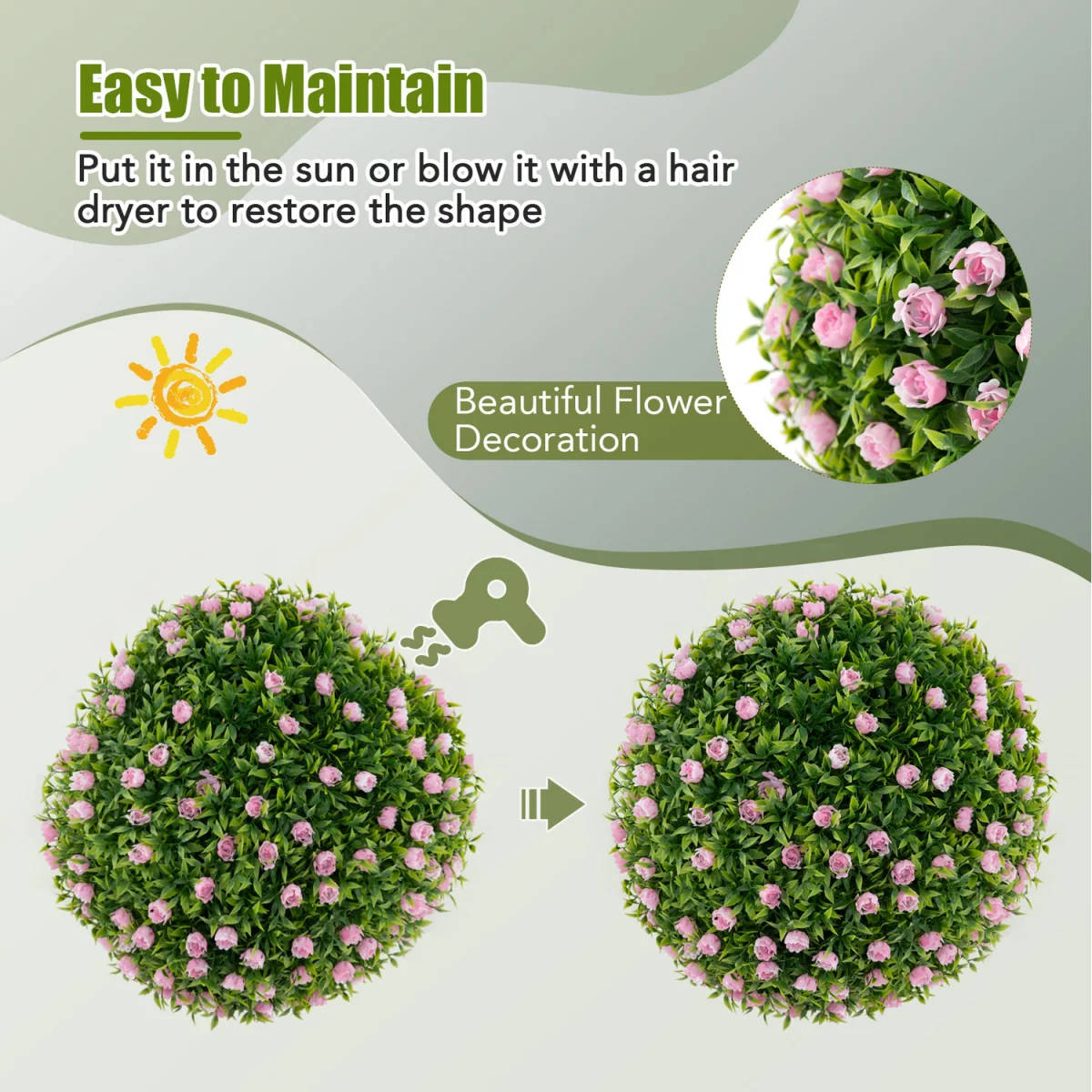 2PCS Artificial Plant Topiary Balls - Green – image 6