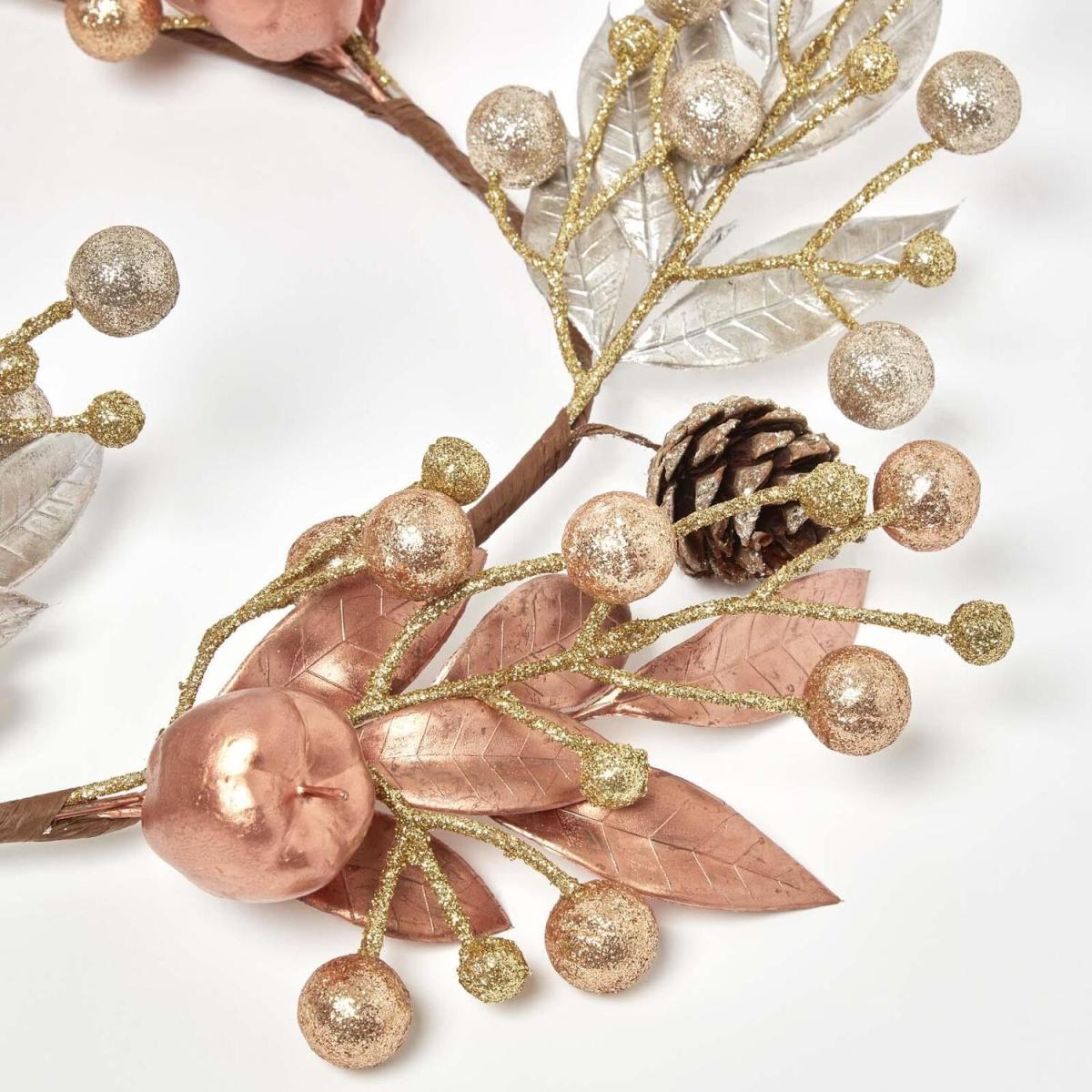 Homescapes Champagne Pinecone Apple Christmas Garland 150 cm - Champagne and Bronze – image 3