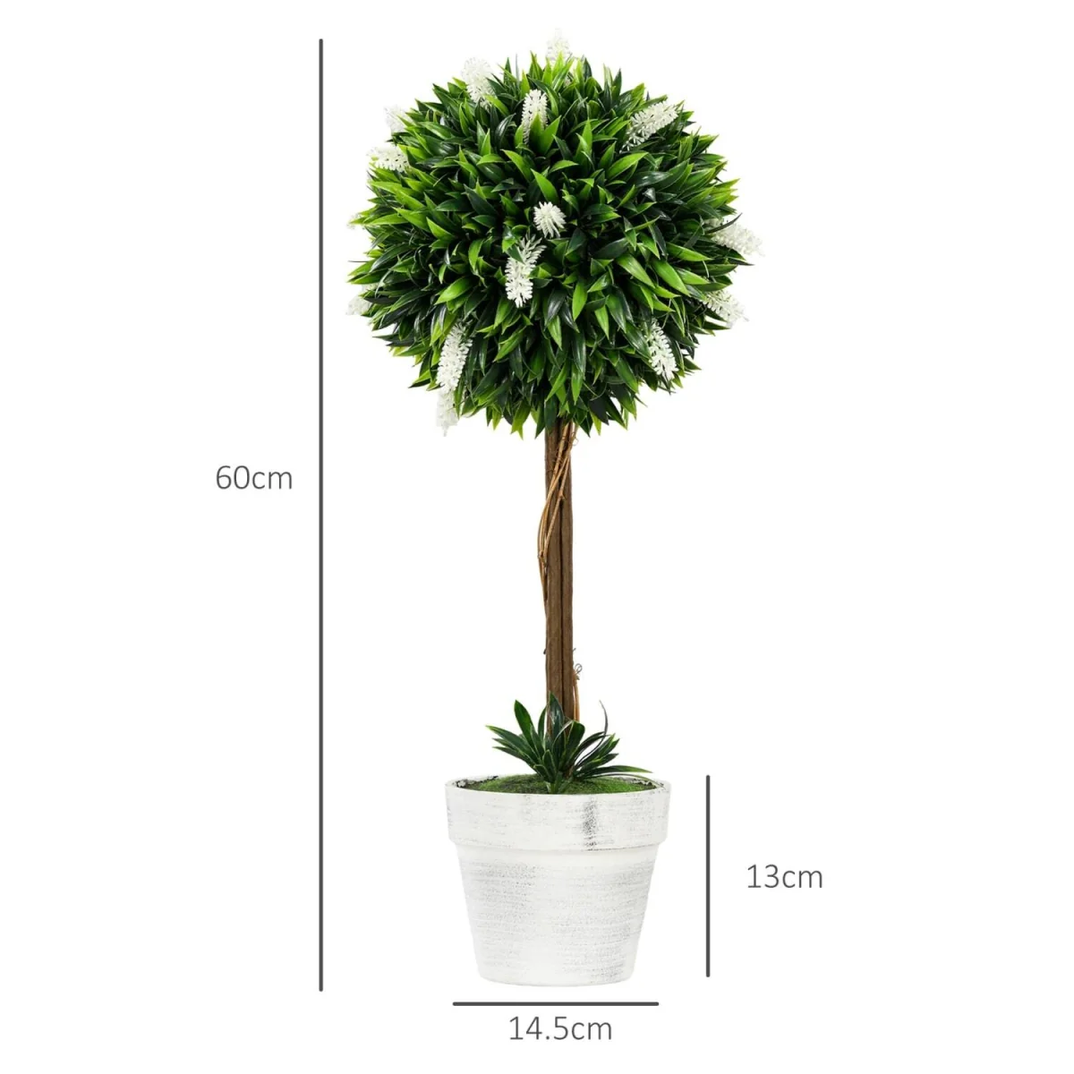 Fano Neri Set of 2 White Artificial Flower Ball Trees with Pots - 60cm – image 5