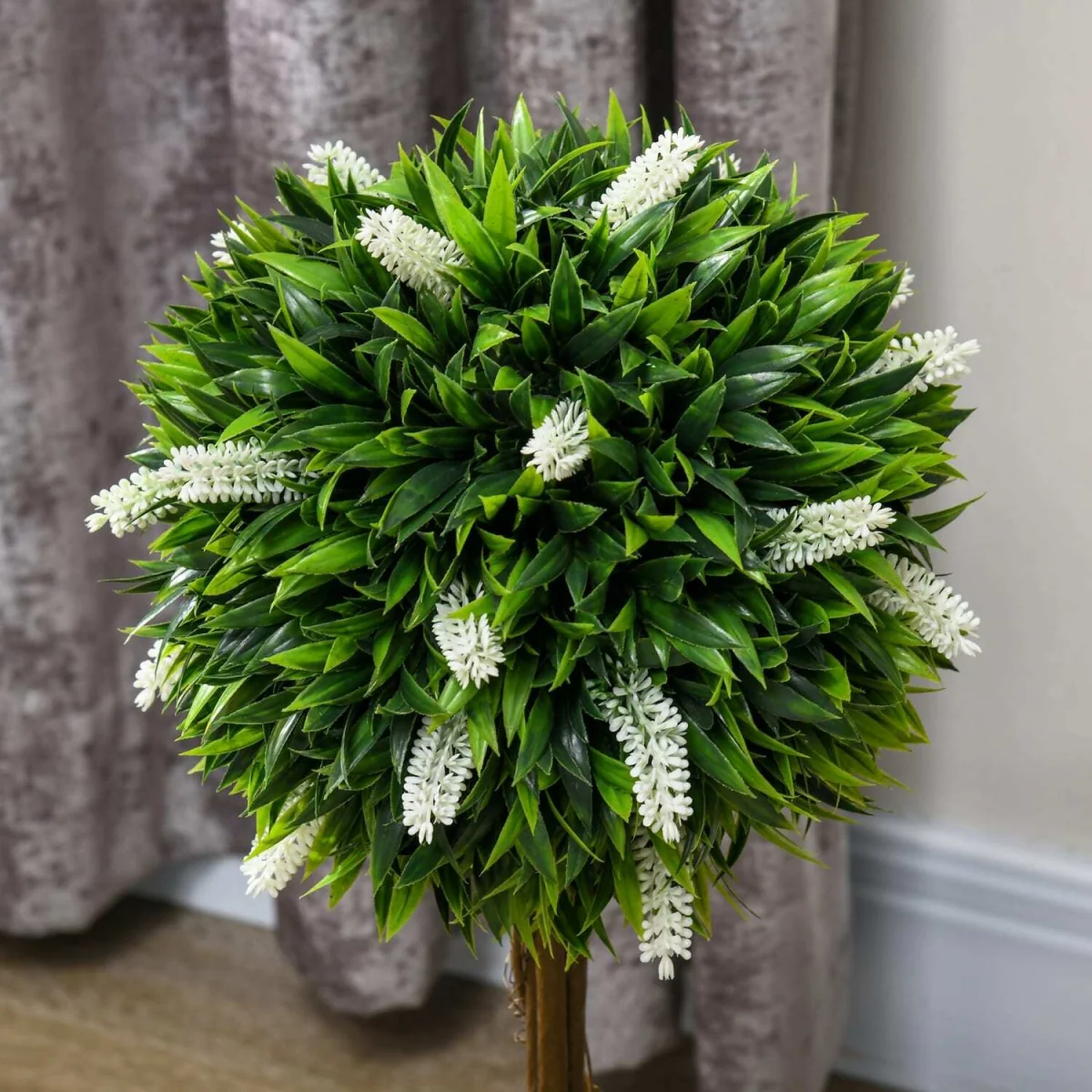Fano Neri Set of 2 White Artificial Flower Ball Trees with Pots - 60cm – image 9