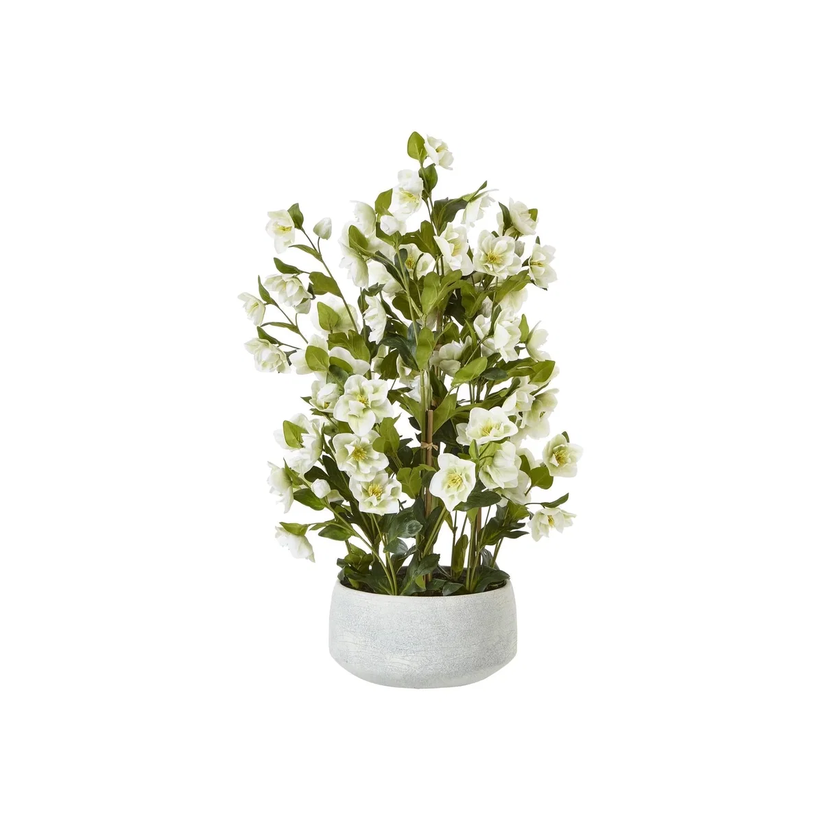 Hill Interiors Hellebore Artificial Potted Plant - White/Grey / 1cm