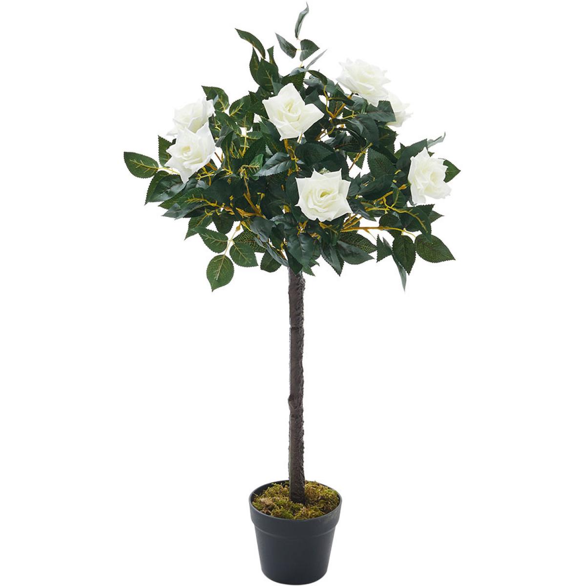 Artificial Rose Flower Tree in Pot - White / 90cm – image 3