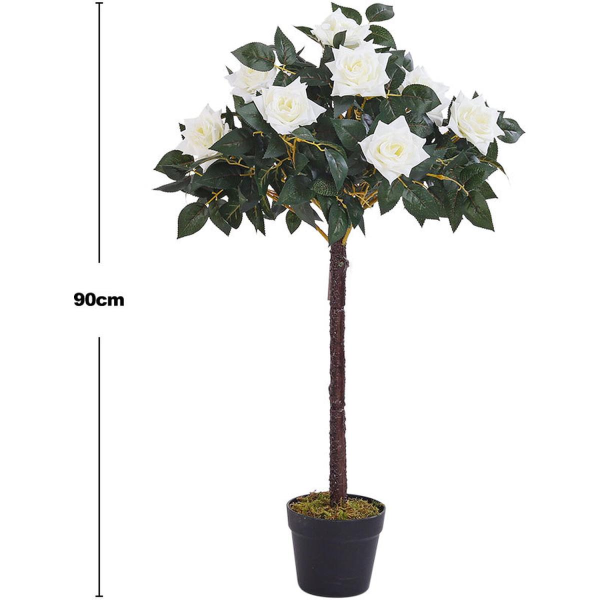 Artificial Rose Flower Tree in Pot - White / 90cm – image 6