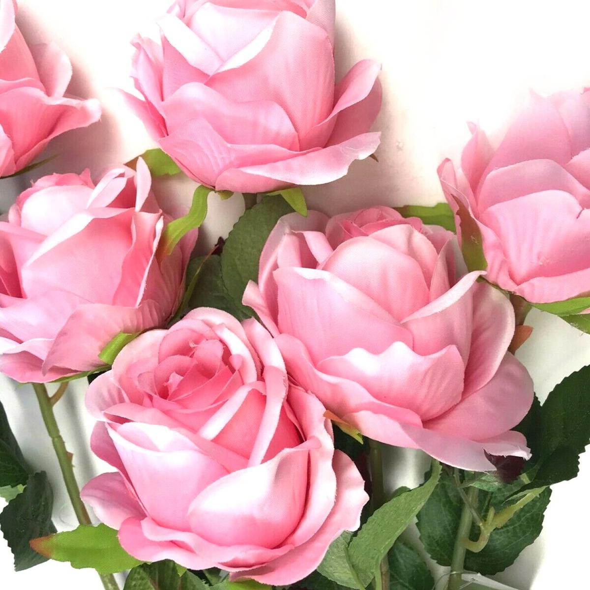 6 Artificial Globe Rose Flower Stems - Pink – image 4
