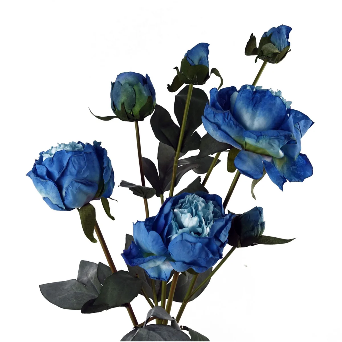 Blue Peony Artificial Flower Hessian Bound Spray 55cm - Blue – image 2