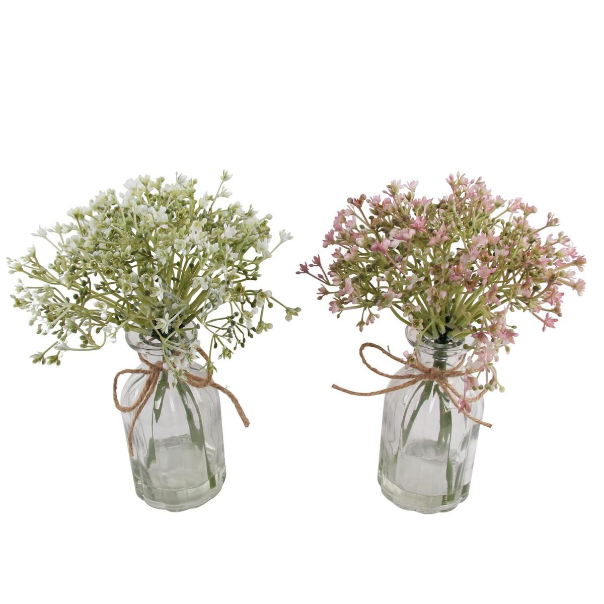 Pink/White Flowers in Glass Jar – image 2