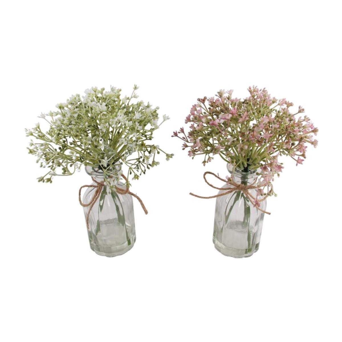 Pink/White Flowers in Glass Jar – image 1