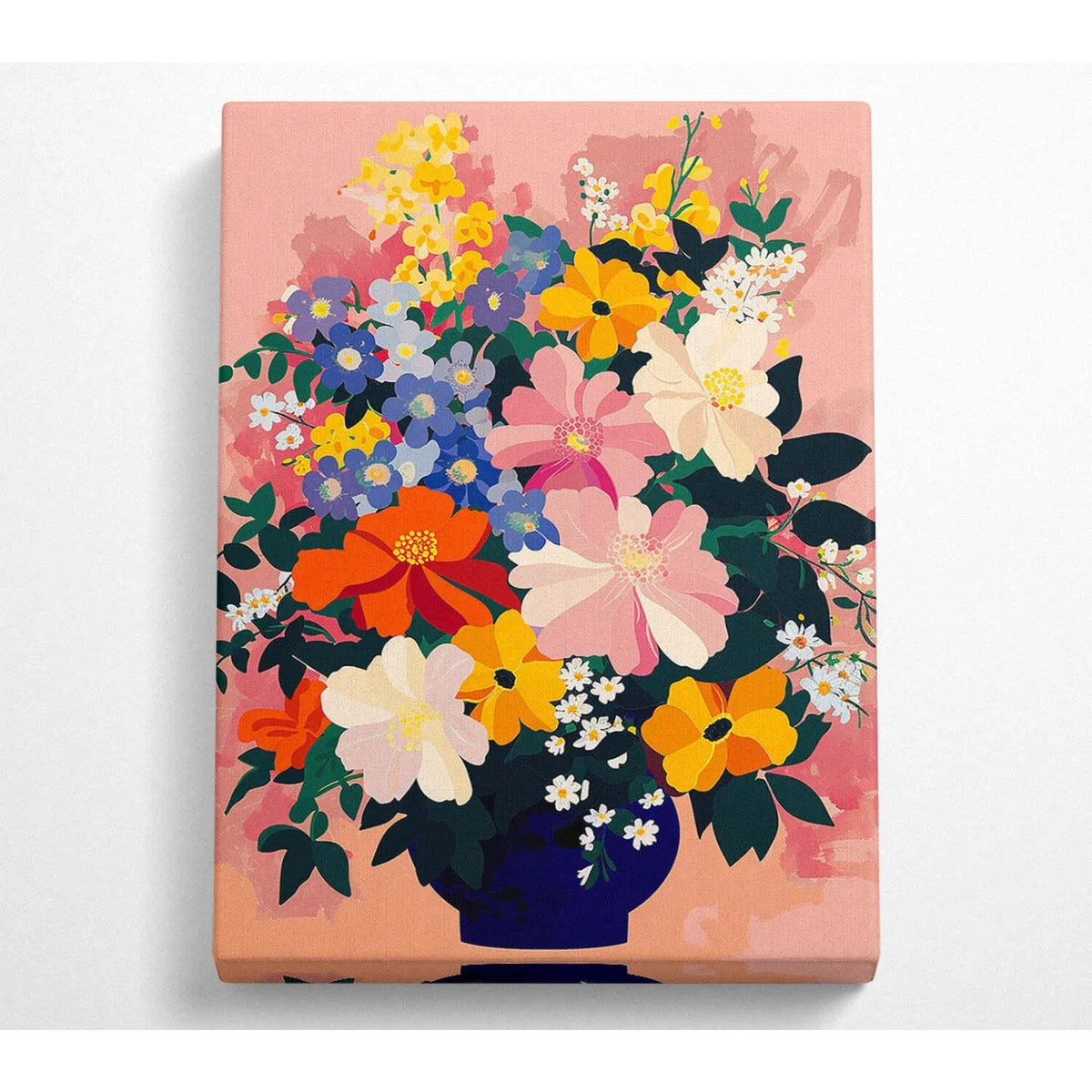 Bold Flowers In A Vase Canvas Print - Black / 50.8cm