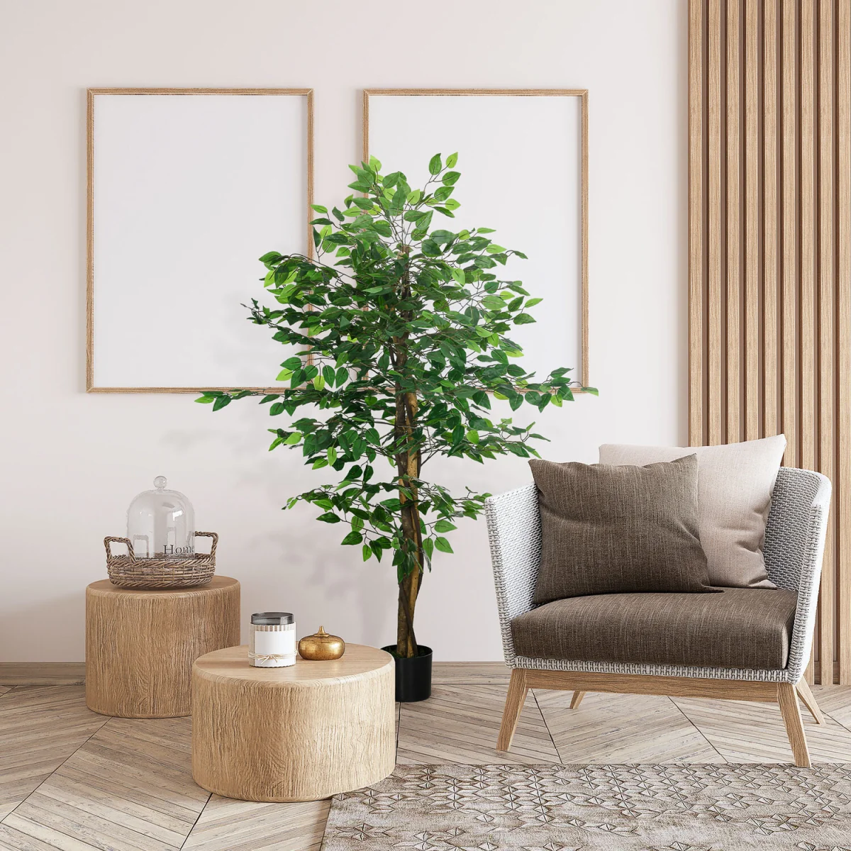 HOMCOM Decorative Artificial Plants Ficus in Pot - Green – image 2