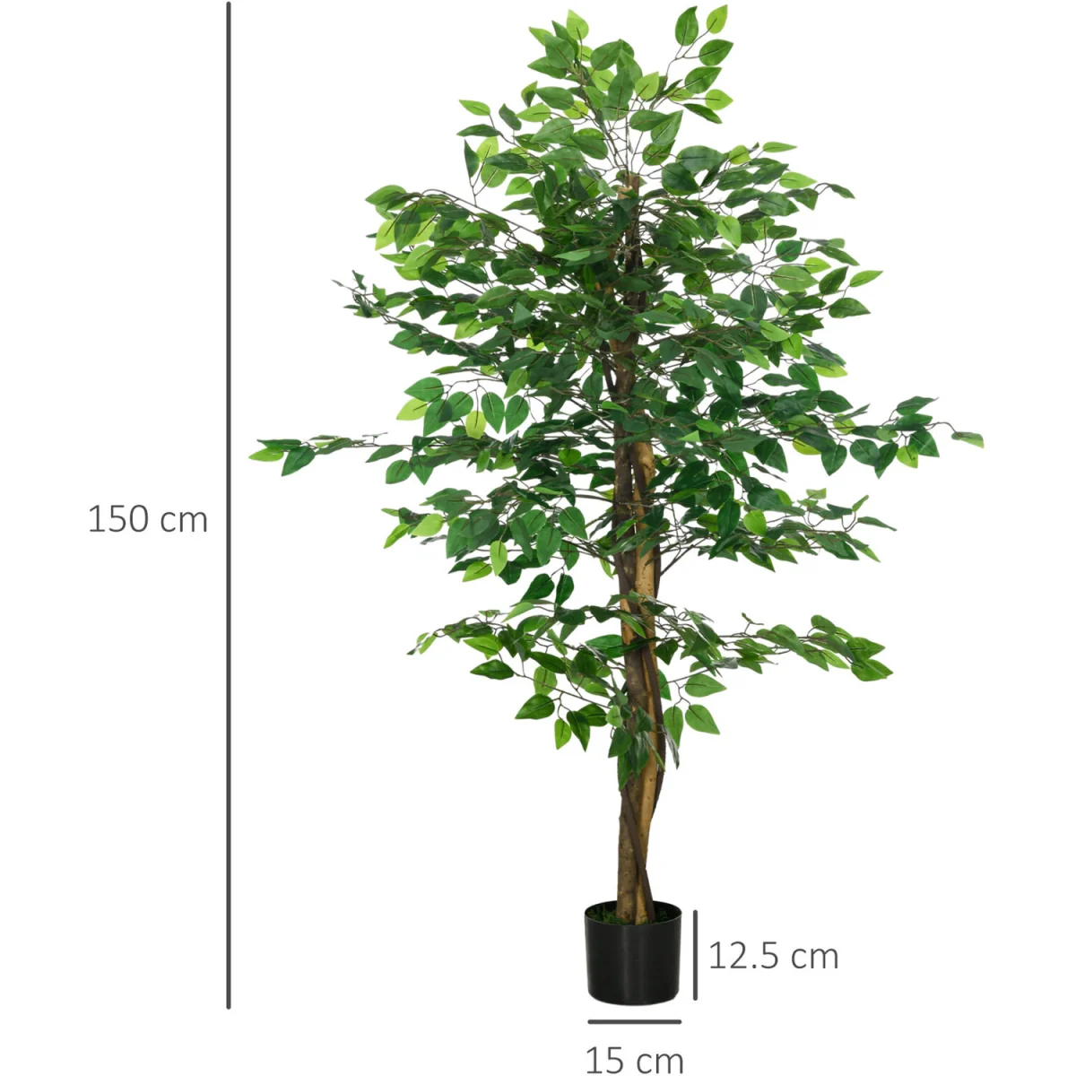 HOMCOM Decorative Artificial Plants Ficus in Pot - Green – image 5