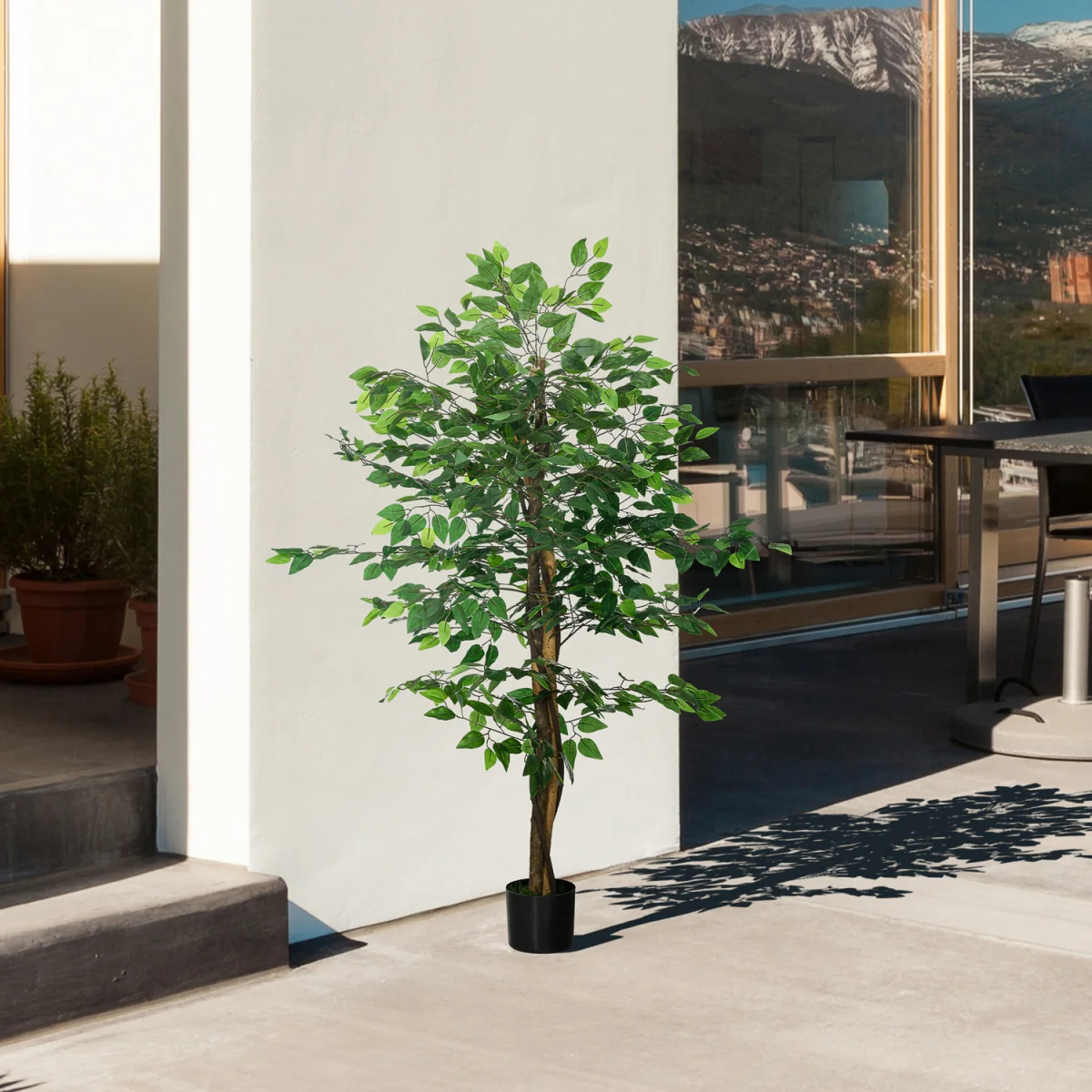 HOMCOM Decorative Artificial Plants Ficus in Pot - Green – image 8