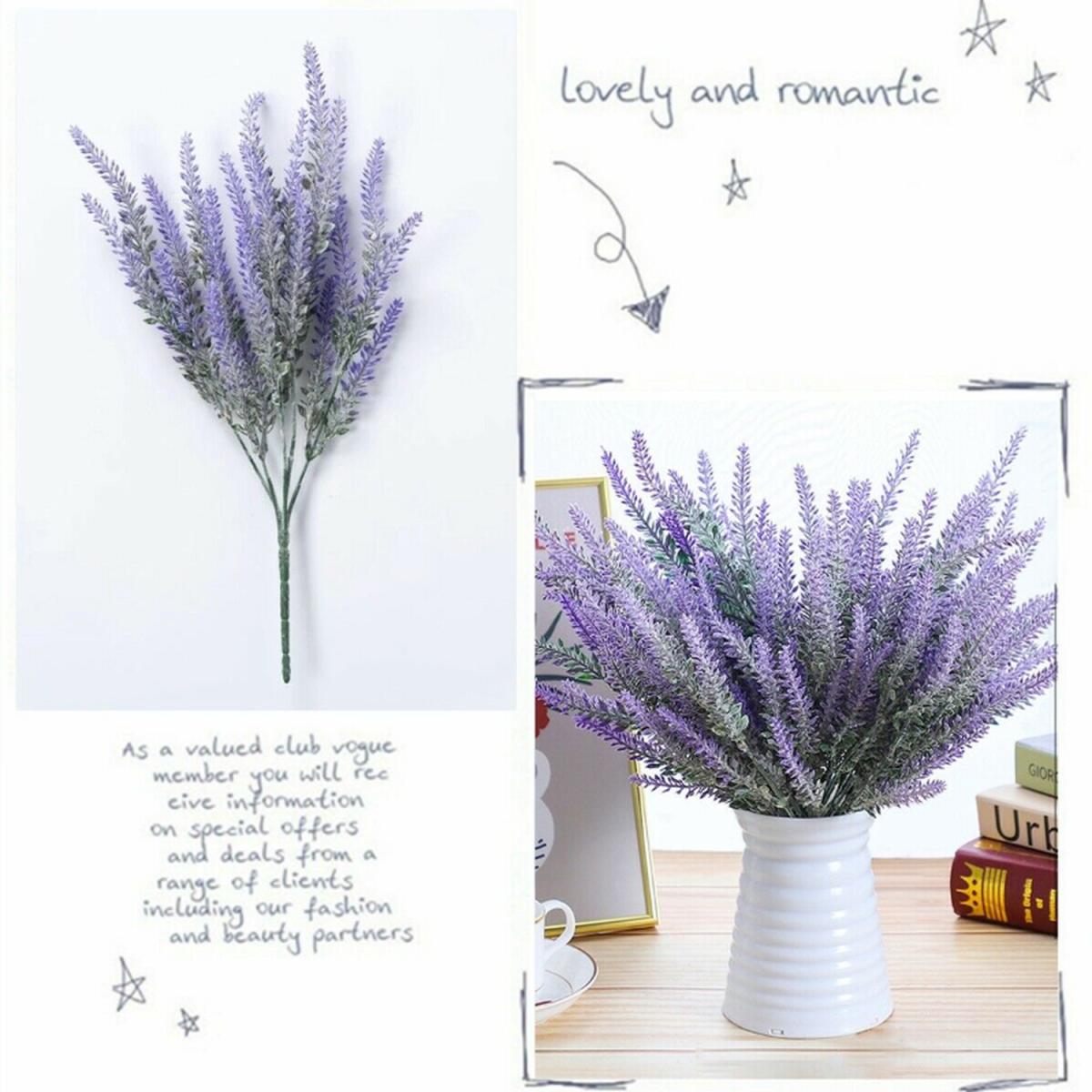 Artificial Fake Lavender Floral Flower Leaves 51cm Bouquet Home Party Decor - Purple – image 2