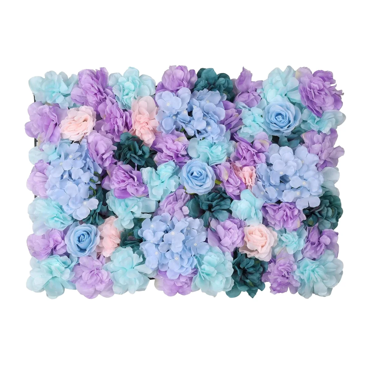 Artificial Flowers Wall Panels - Light Turquoise, Sky Blue & Lavender