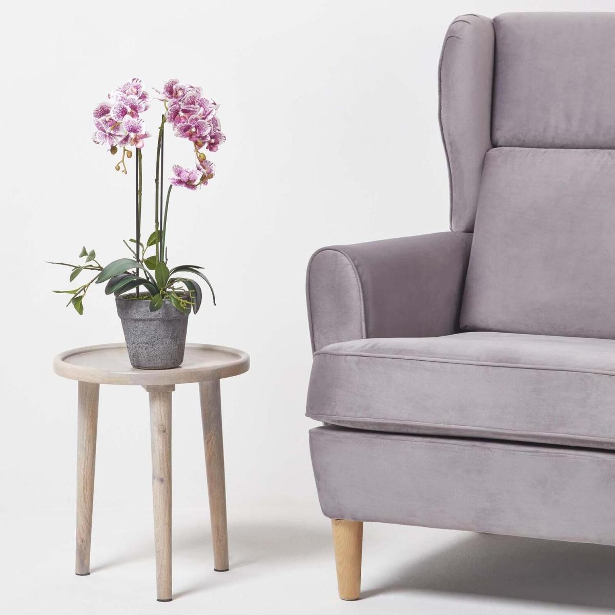 Homescapes Pink 50cm Lifelike Artificial Orchid in Grey Cement Pot - Pink – image 2