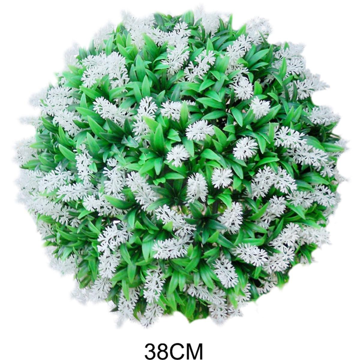 Artificial Lavender Hanging Topiary Ball with Chain  - White / 38cm – image 2