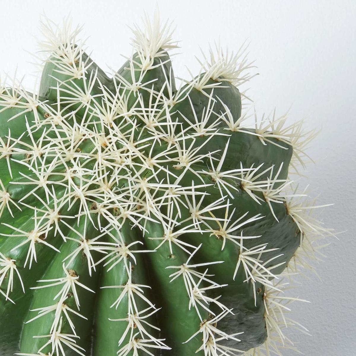 Homescapes Golden Barrel Artificial Cactus in Textured Stone Grey Pot - Green – image 3