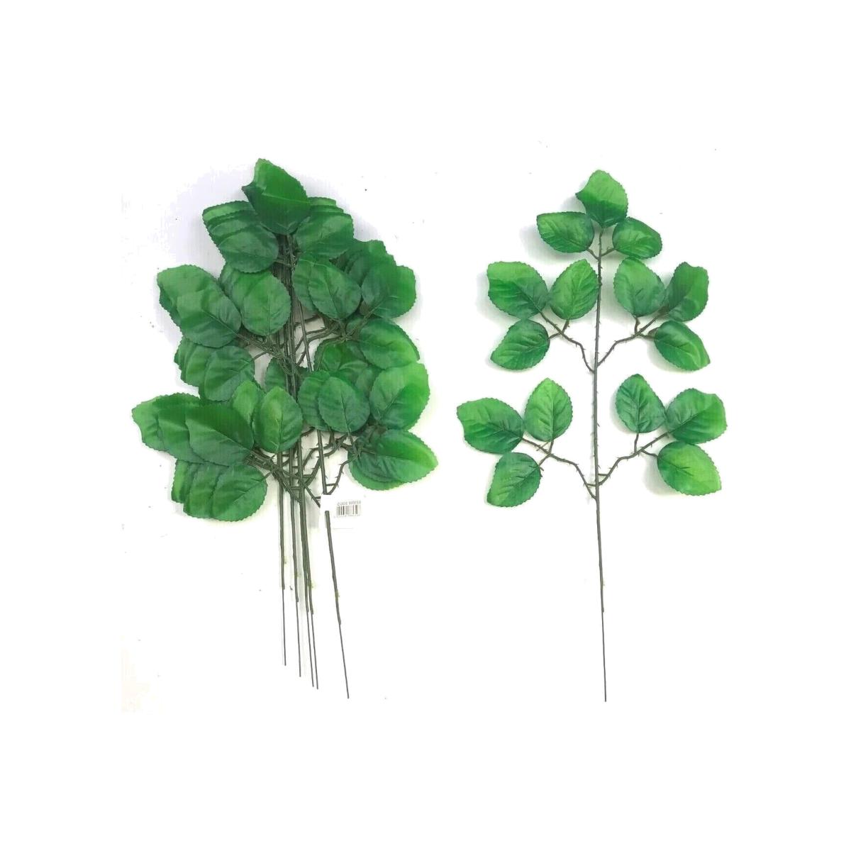 6 Artificial Faux Rose Leaf Sprays - Green