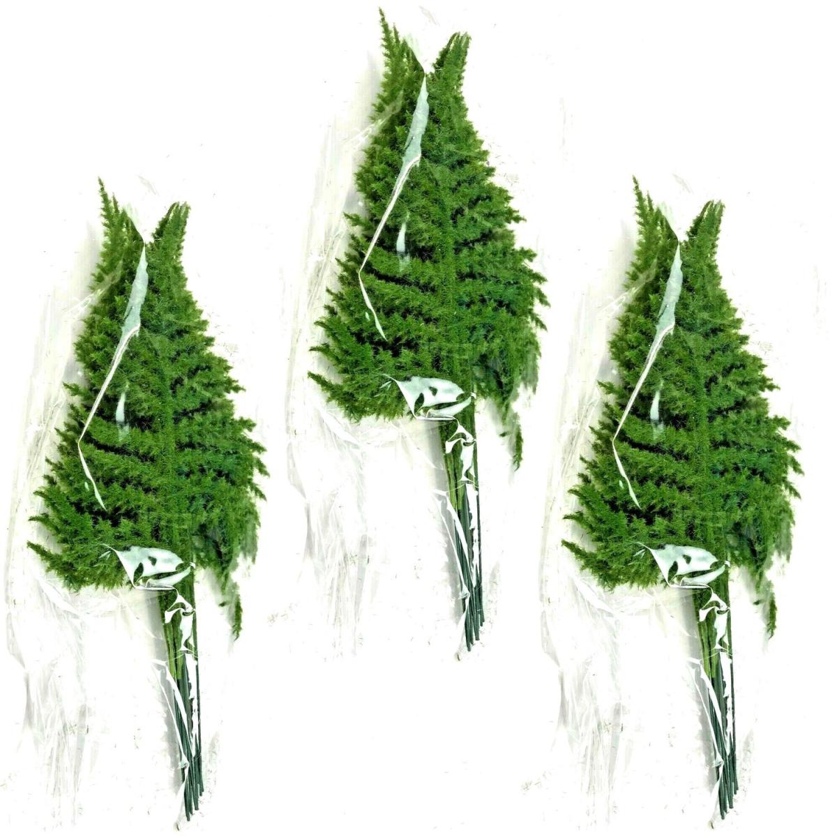 3 Packs of 12 Faux Flocked Fern Leaf Sprays Foliage - Green – image 2