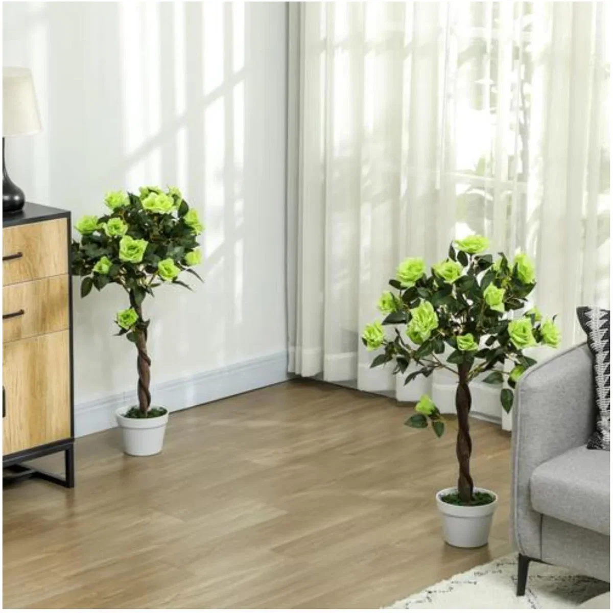 Dyzi 2pcs 90cm Artificial Rose potted Faux Tree Plant Garden - Green – image 2