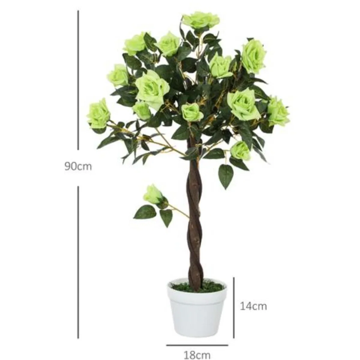 Dyzi 2pcs 90cm Artificial Rose potted Faux Tree Plant Garden - Green – image 8