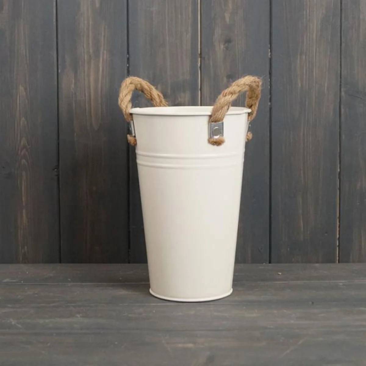 Elegant Cream Flower Bucket Planter - Cream