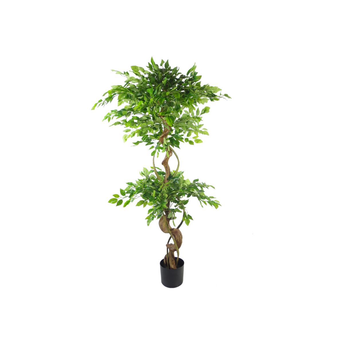Twisted Trunk Artificial Japanese Fruticosa Style Ficus Tree - Green / 150cm