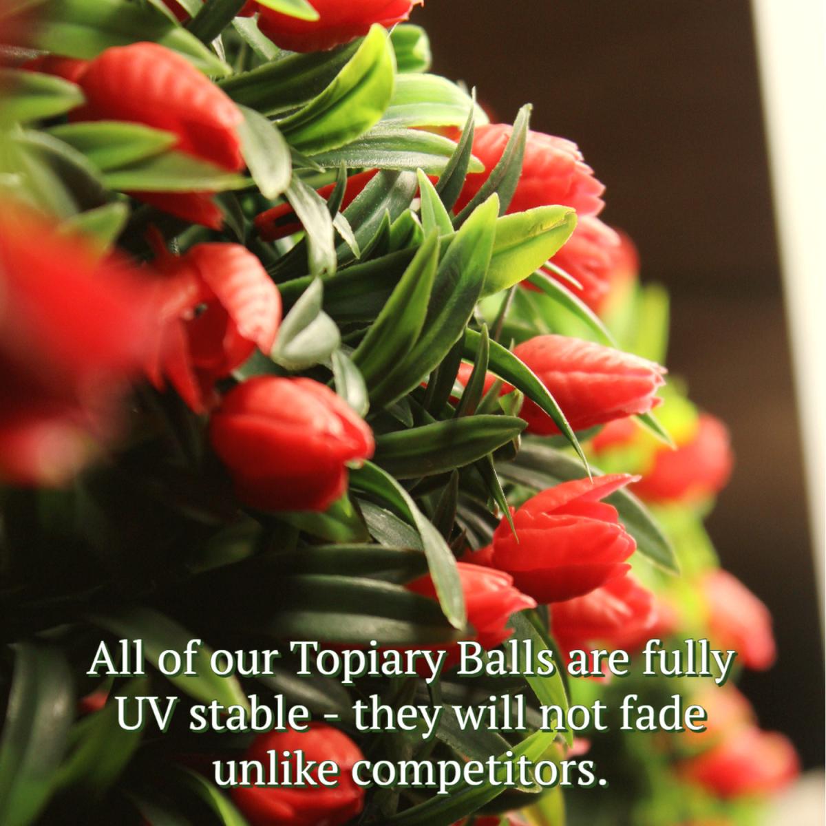 Best Artificial 38cm Red Lush Tulip Hanging Basket Flower Topiary Ball - Red – image 4