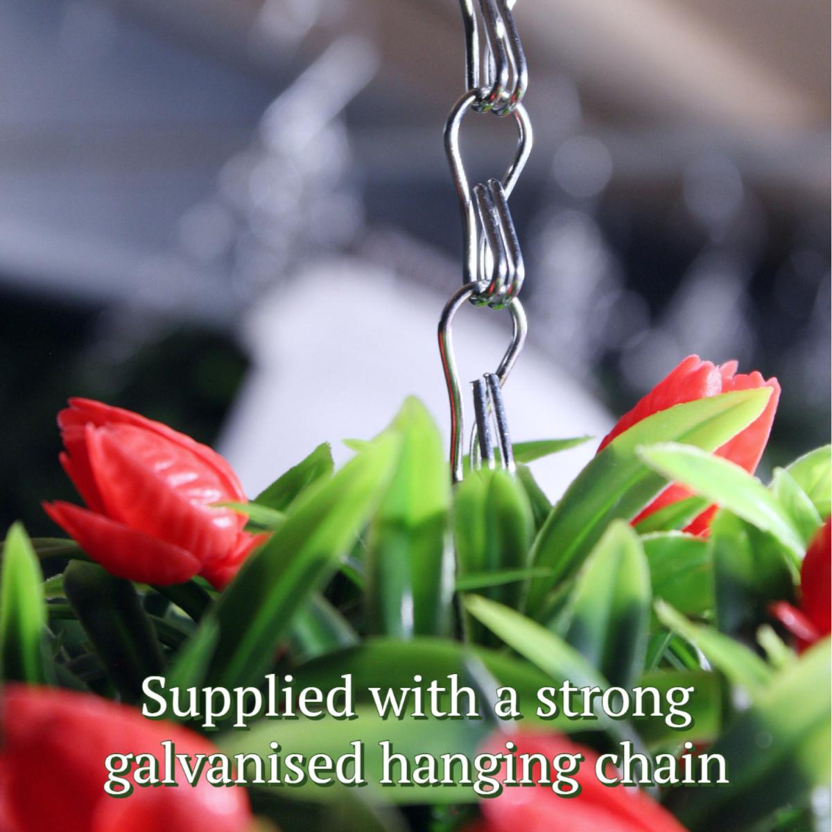 Best Artificial 38cm Red Lush Tulip Hanging Basket Flower Topiary Ball - Red – image 5