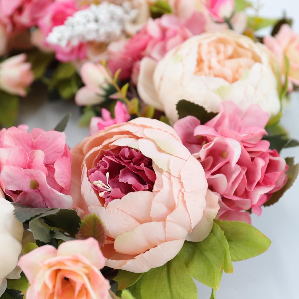 Artificial Peony Wreath Garland,Pink - Pink – image 3