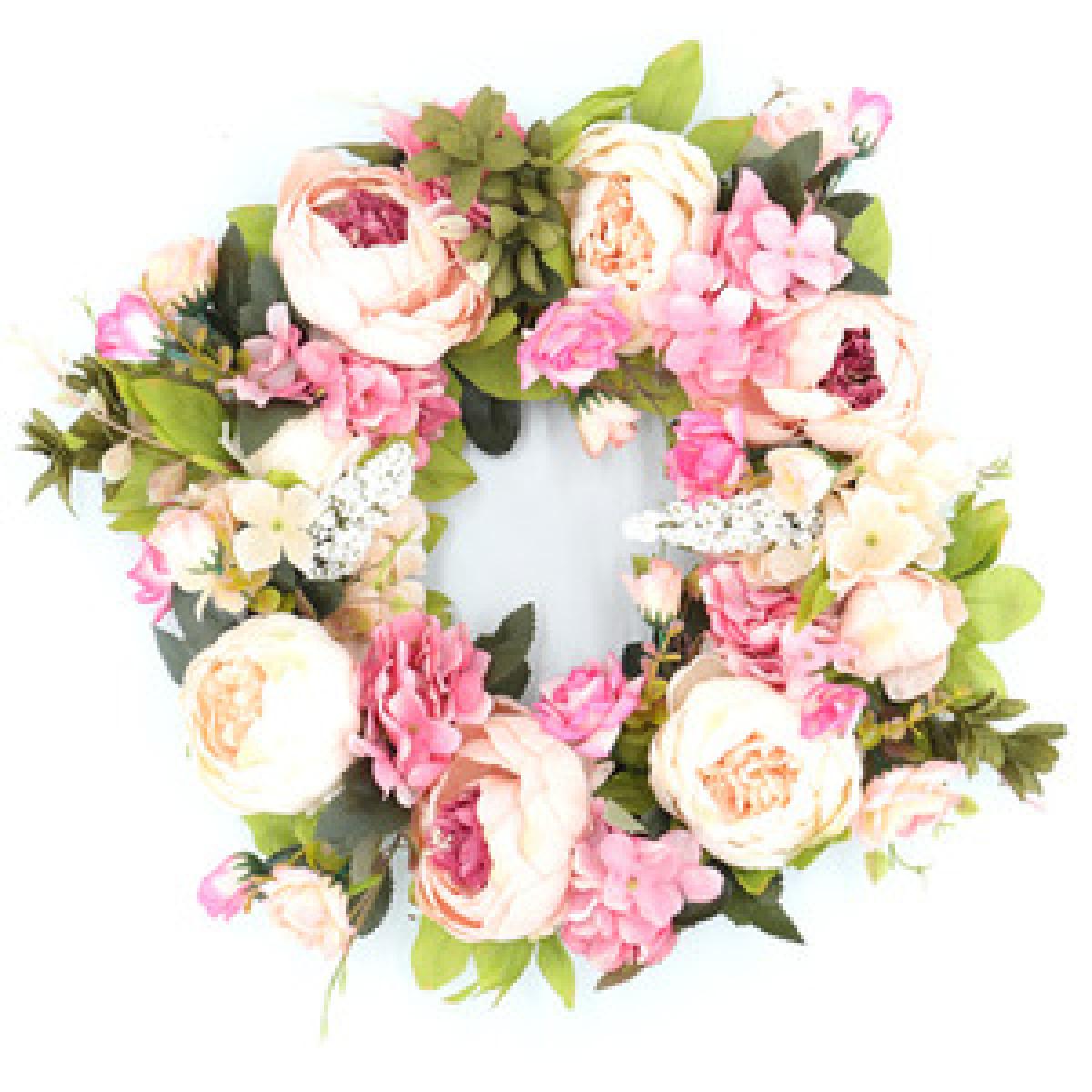 Artificial Peony Wreath Garland,Pink - Pink – image 6