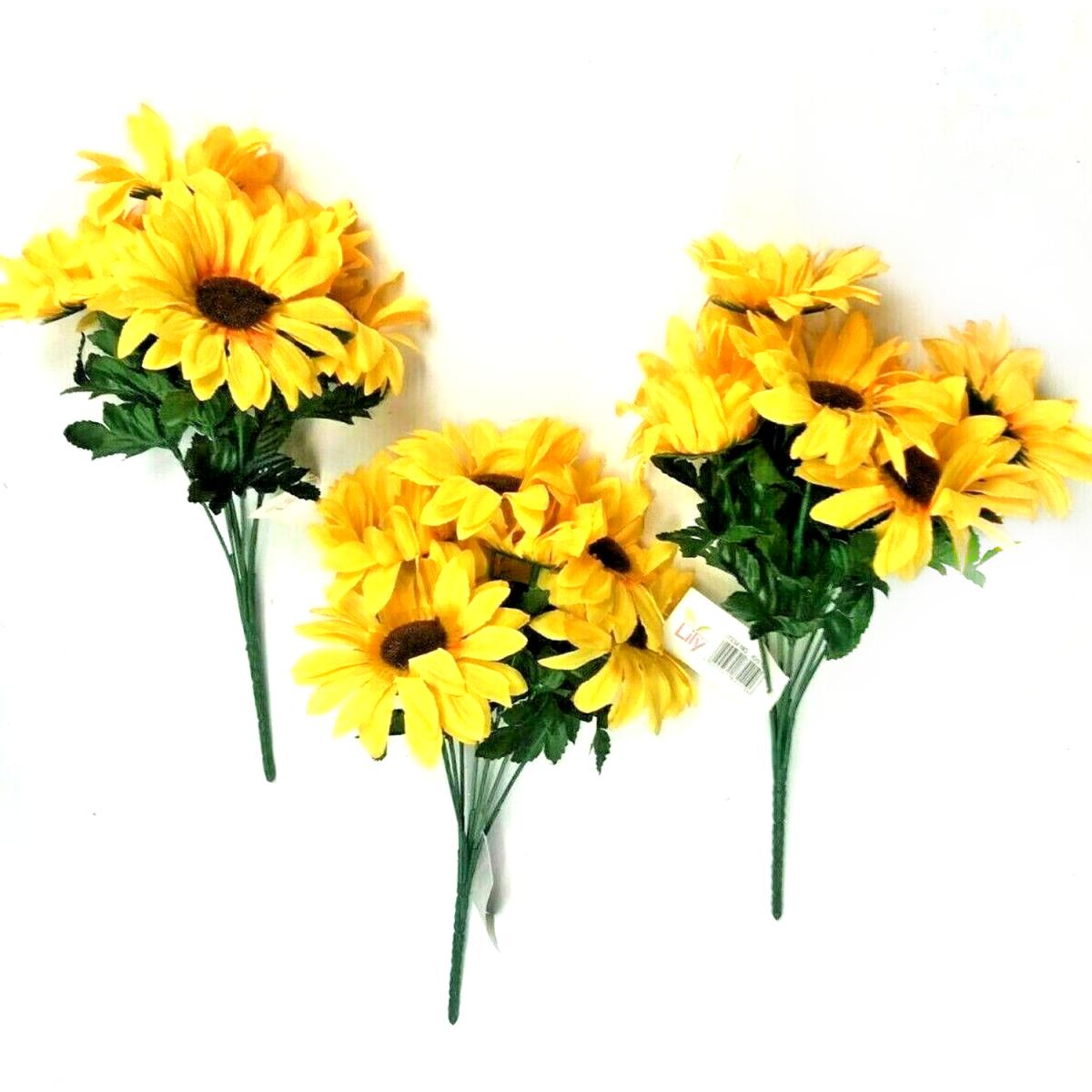 Pack of 3 Faux Sunflower Bundles with Yellow Flowers - Yellow – image 2