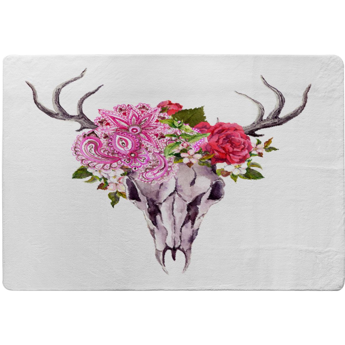 Deer Animal Skull With Flowers And Feathers Rug - Pink / 230cm – image 2