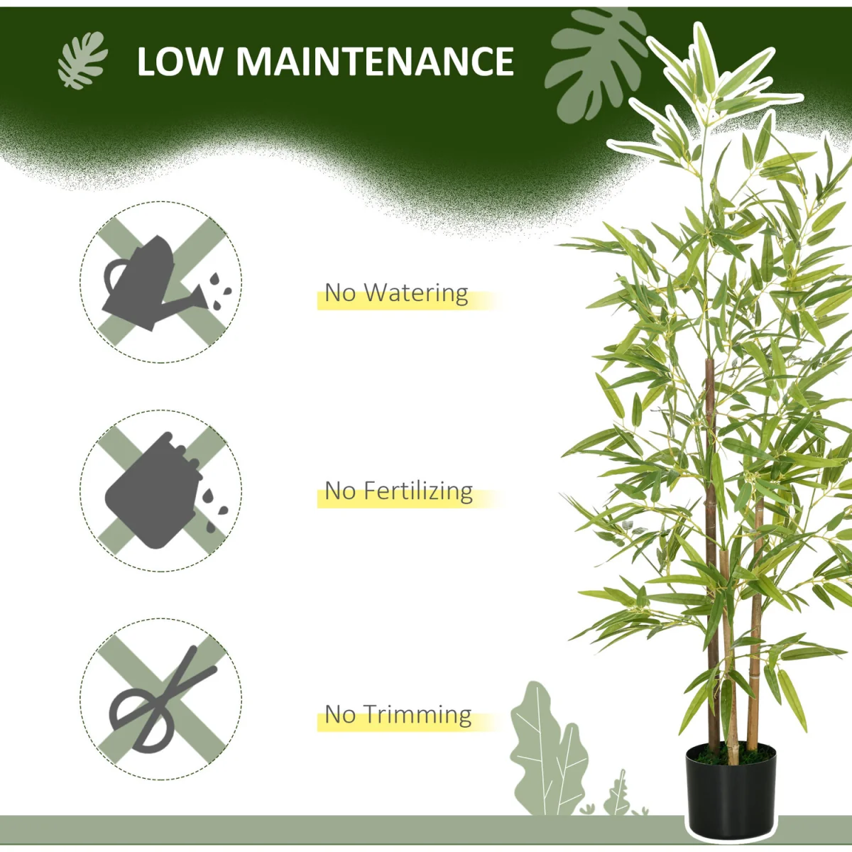 HOMCOM Artificial Plant Bamboo Height 120 cm with Pot - Green – image 3