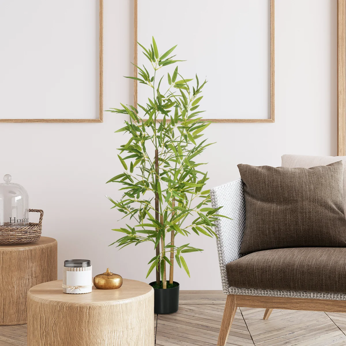 HOMCOM Artificial Plant Bamboo Height 120 cm with Pot - Green – image 8