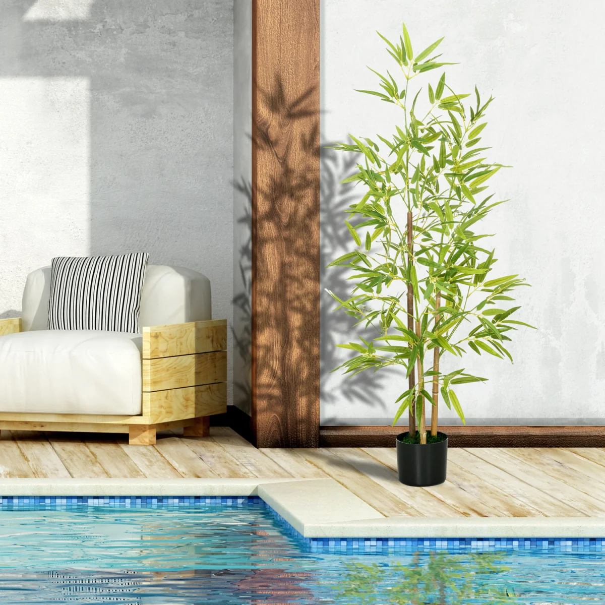 HOMCOM Artificial Plant Bamboo Height 120 cm with Pot - Green – image 10
