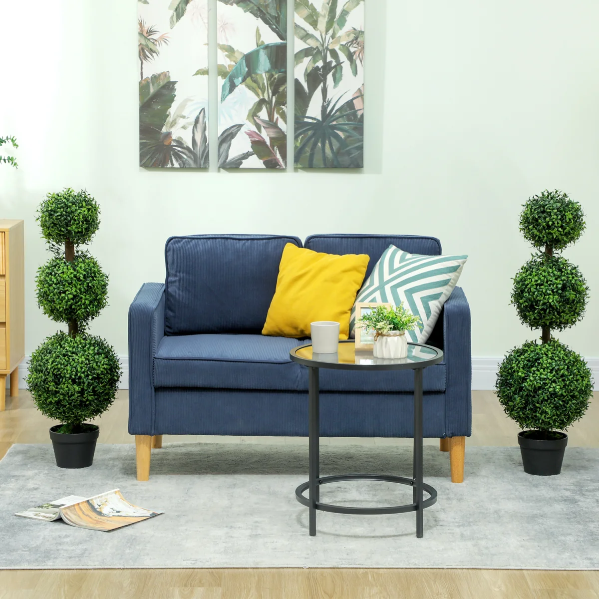 HOMCOM Set of 2 Decorative Artificial Plants in Pot Green - Green – image 5