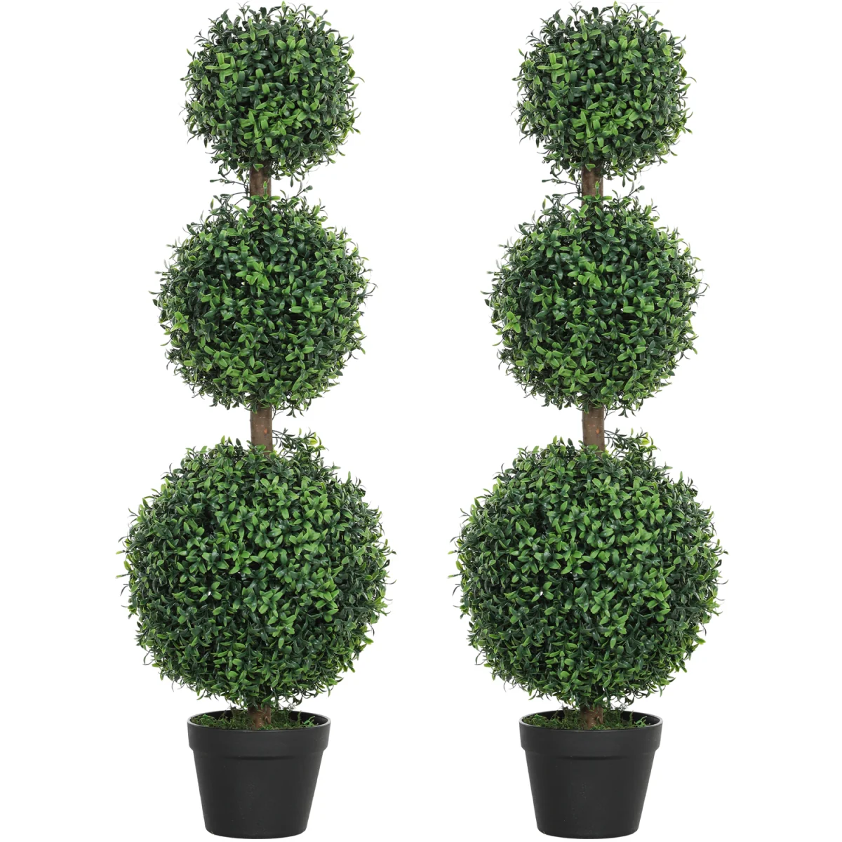 HOMCOM Set of 2 Decorative Artificial Plants in Pot Green - Green – image 6