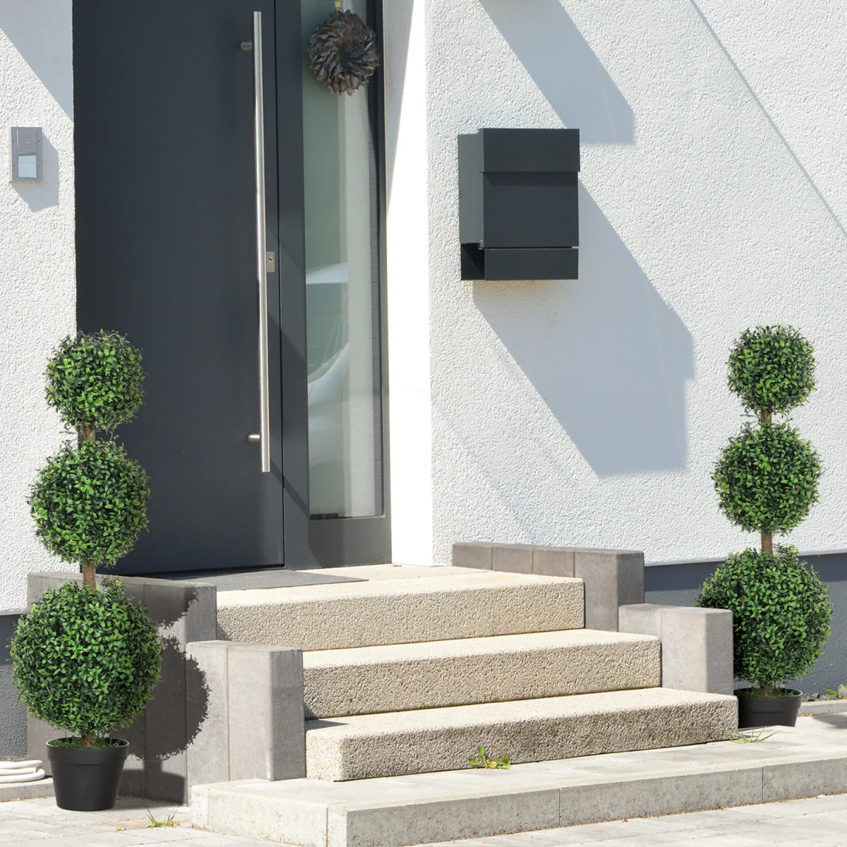 HOMCOM Set of 2 Decorative Artificial Plants in Pot Green - Green – image 1