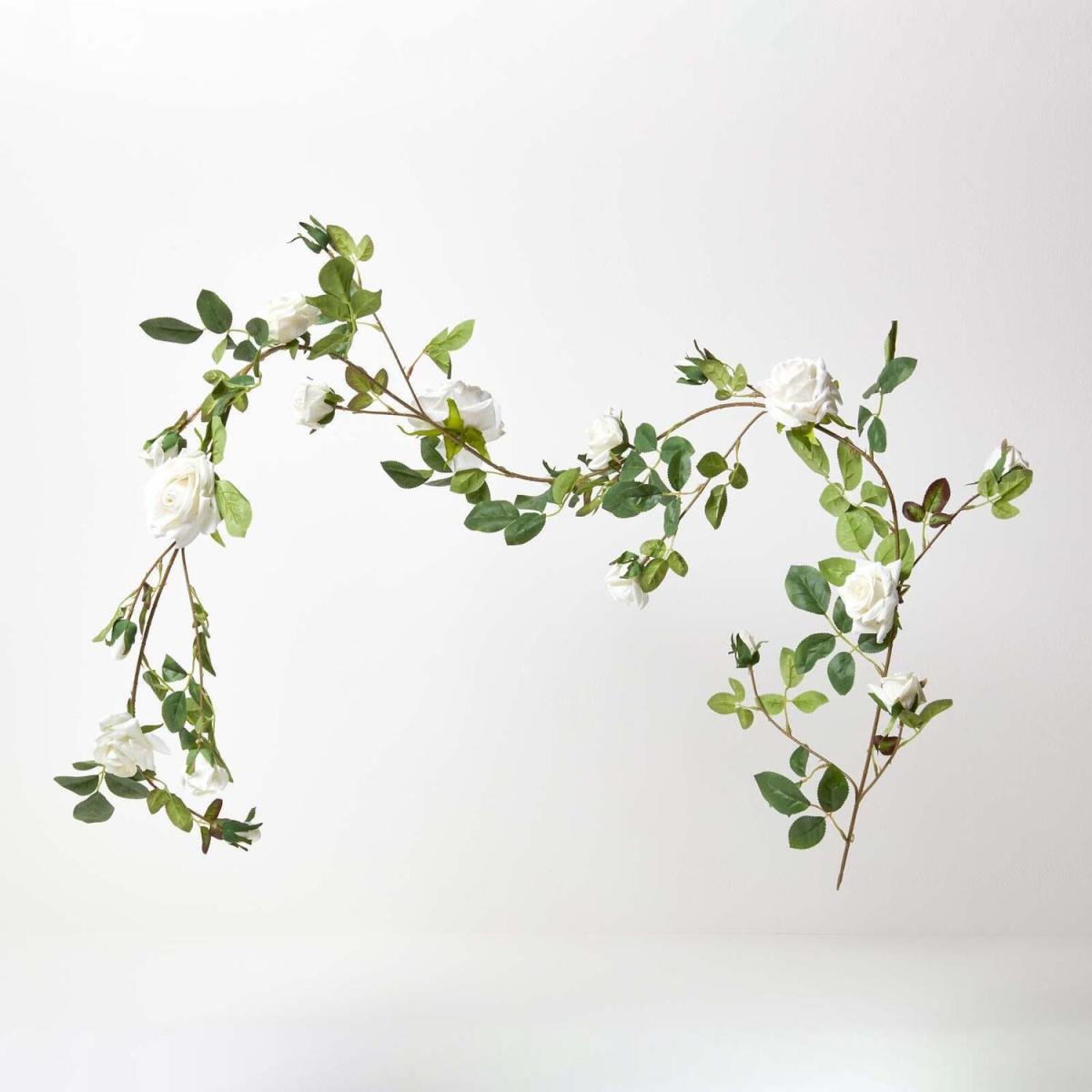 Homescapes Cream Artificial Rose Flower Garland, 180 cm - Cream – image 1